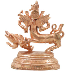Handcrafted Chola Bronze Sharabheshwara Sharabha Idol, Shiva Avatar Murti for Pooja, Home Decor & Gifting, Gold, 7 Inch, 1 Piece