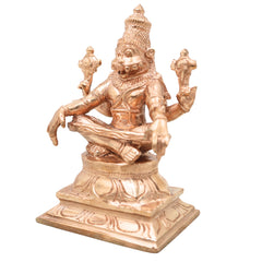 Handcrafted Bronze Yoga Narasimha Idol, Chola Style Narasimha Swamy Murti for Pooja, Home Decor & Gifting, Gold, 5 Inch, 1 Piece