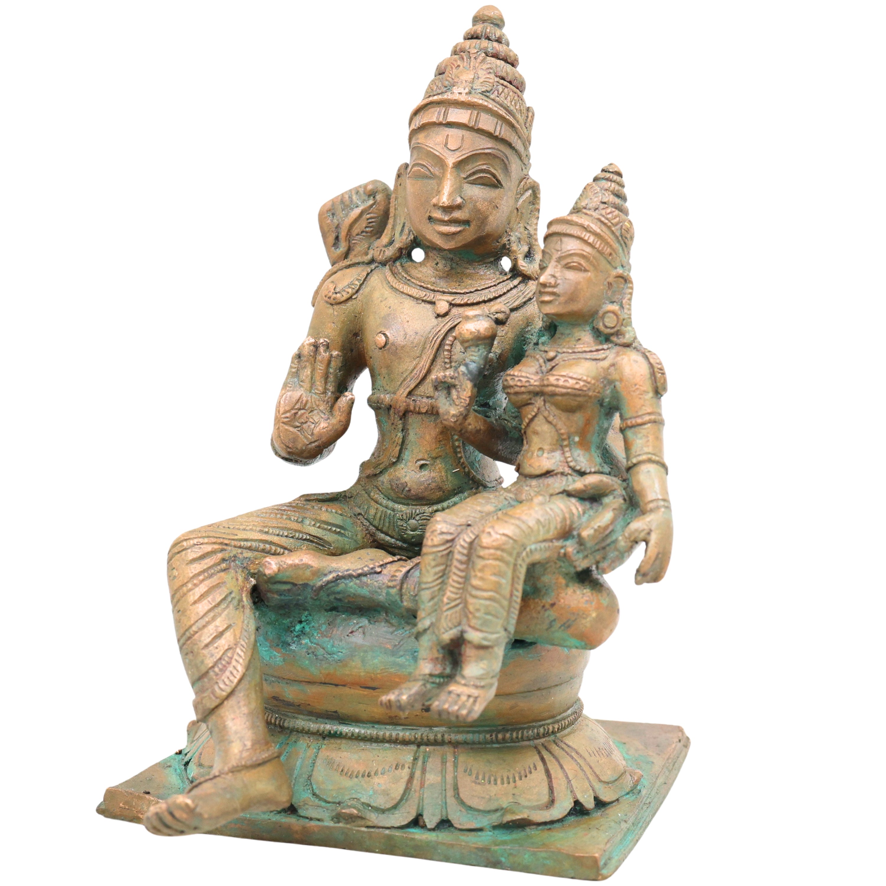 Bronze Rama Sita Murti, Sri Ramachandra Janaki Vigraha for Pooja, Home Decor & Gifting, Brown, 7.5 Inch, 1 Piece