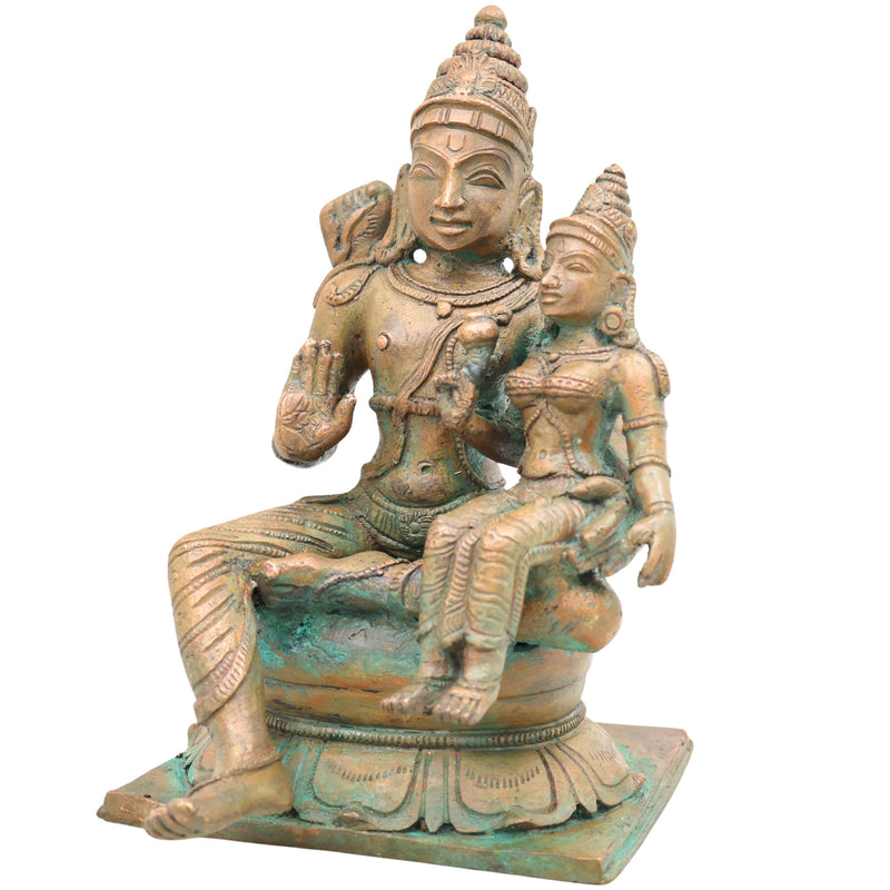 Bronze Rama Sita Murti, Sri Ramachandra Janaki Vigraha for Pooja, Home Decor & Gifting, Brown, 7.5 Inch, 1 Piece