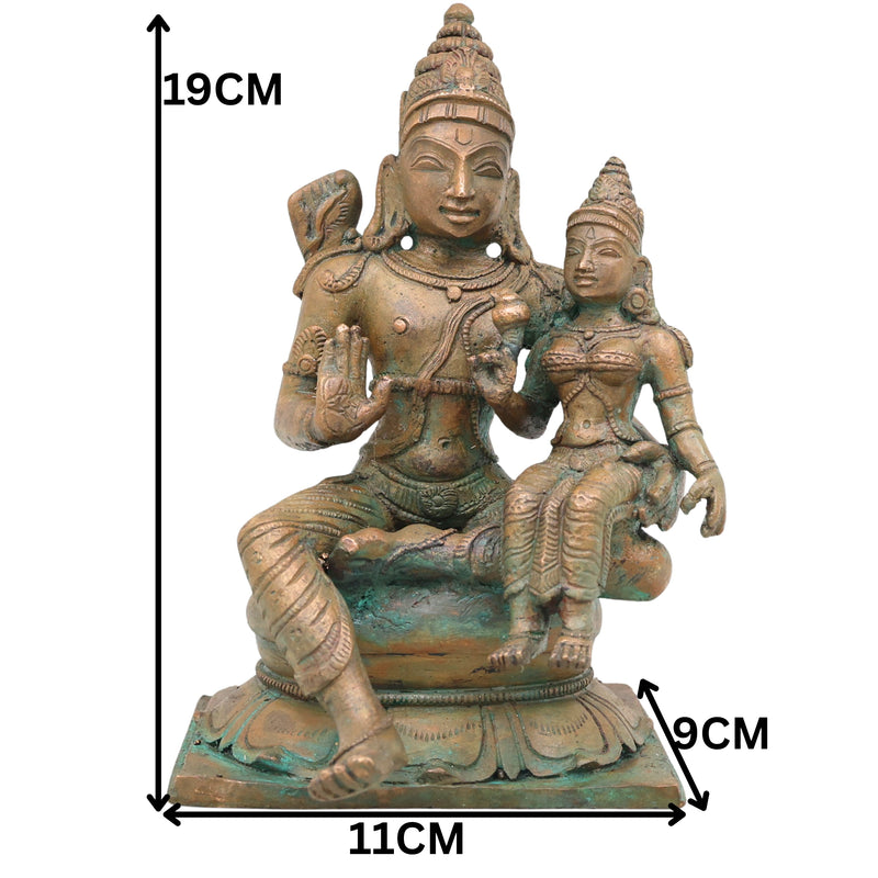 Bronze Rama Sita Murti, Sri Ramachandra Janaki Vigraha for Pooja, Home Decor & Gifting, Brown, 7.5 Inch, 1 Piece