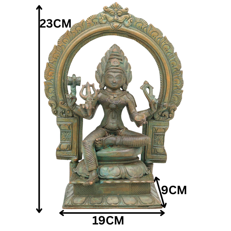 Bronze Mariamman Idol, Mahamariamman Karumariamman Amman Devi Murti for Pooja, Vastu, Home Decor & Gifting, Brown, 9 Inch, 1 Piece