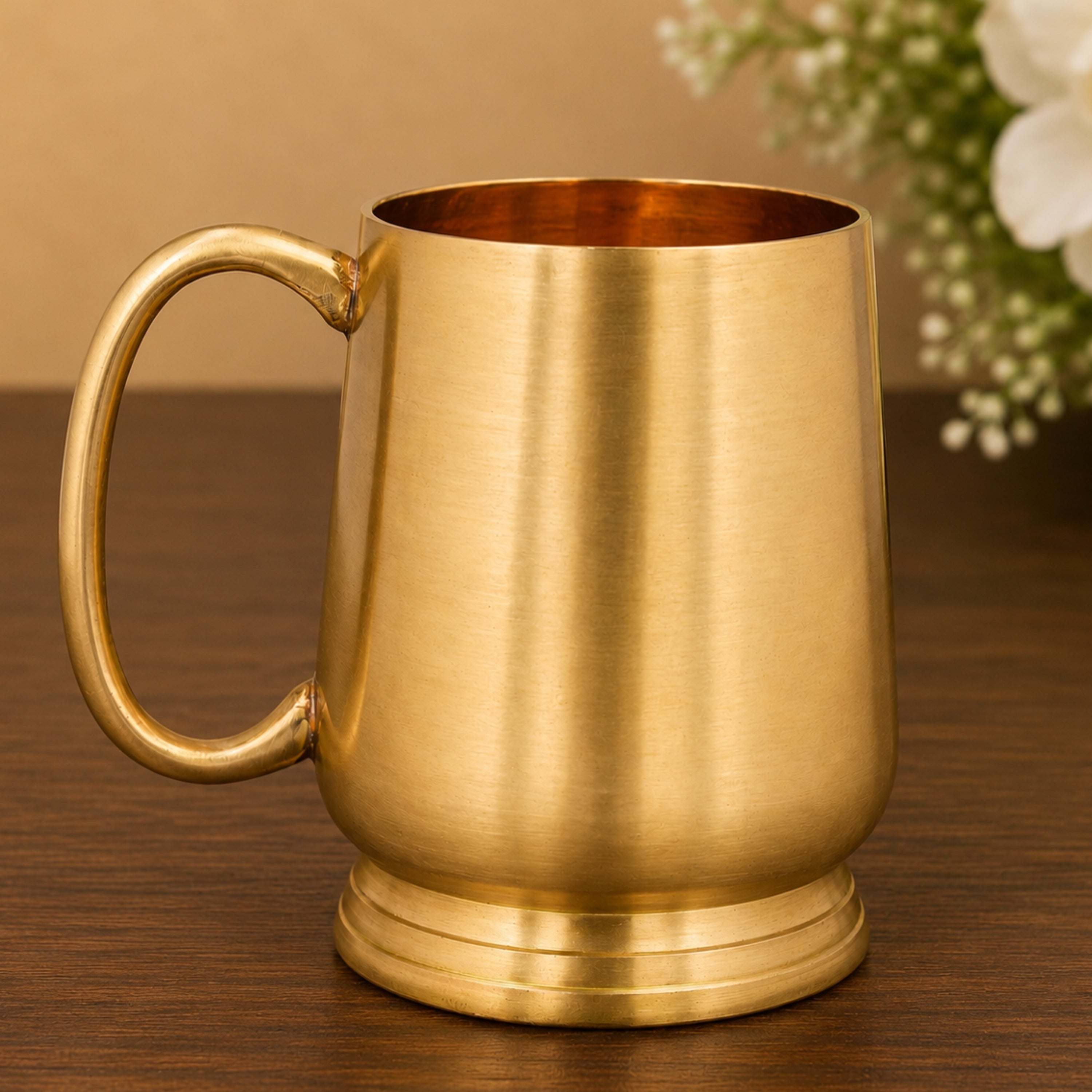 Handcrafted Brass Jug Glass, Pure Peetal Water Vessel for Pooja, Dining, Home Decor & Traditional Gifting, Gold, 4.5 Inch, 1 Piece