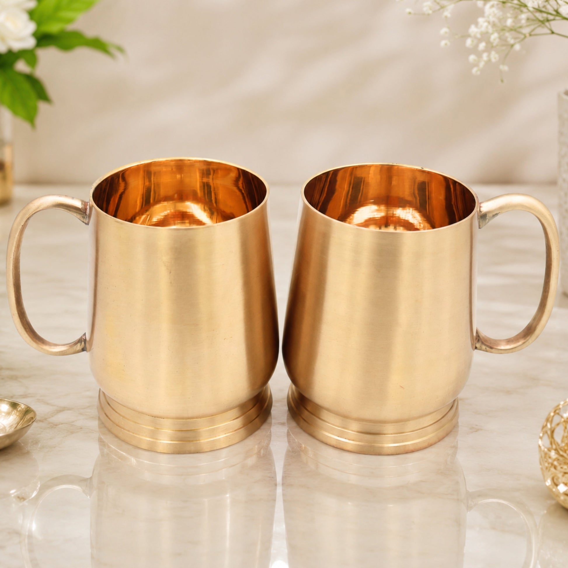 Handcrafted Brass Jug Glass Set for Ayurvedic Water Storage, Traditional Peetal Drinkware for Pooja, Home & Gifting, Gold, 4.5 Inch, 1 Piece