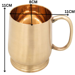 Handcrafted Brass Jug Glass Set for Ayurvedic Water Storage, Traditional Peetal Drinkware for Pooja, Home & Gifting, Gold, 4.5 Inch, 1 Piece