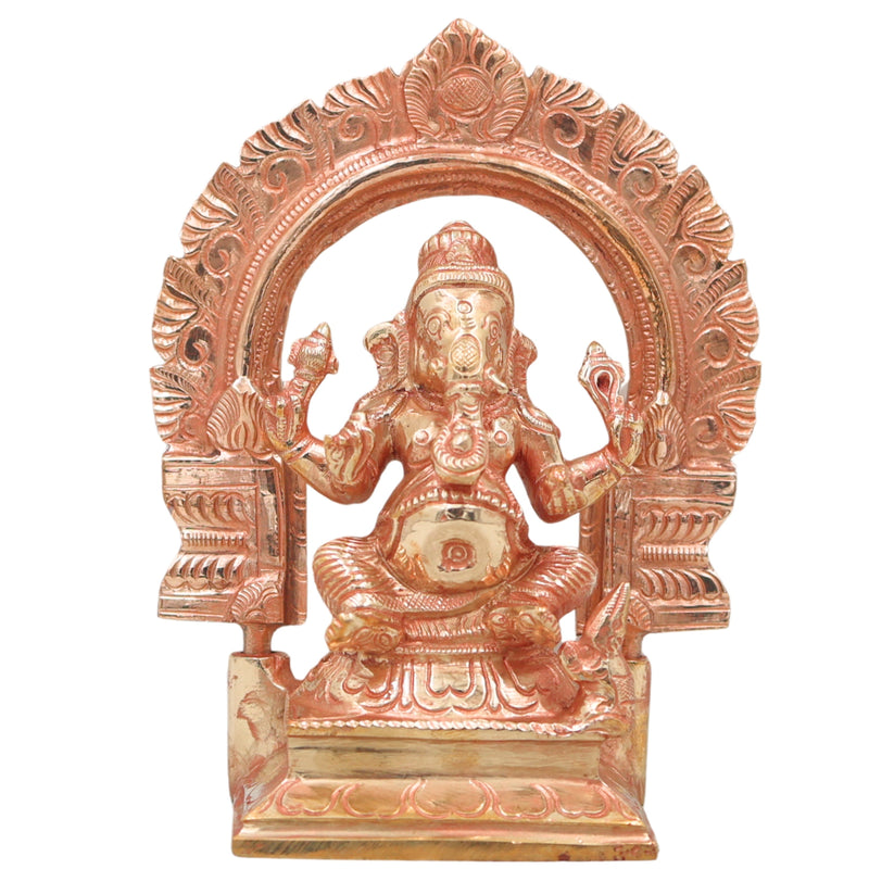 Bronze Ganesha Idol, Handcrafted Chola Ganapati Vinayaka Statue for Pooja, Home Temple, Decor & Gifting, Gold, 6.5 Inch, 1 Piece