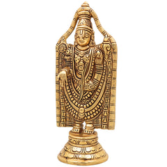 Brass Venkateshwara Idol, Handcrafted Tirupati Balaji Srinivasa Murti for Pooja, Home Temple, Décor & Gifting, Gold, 8.5 Inch, 1 Piece