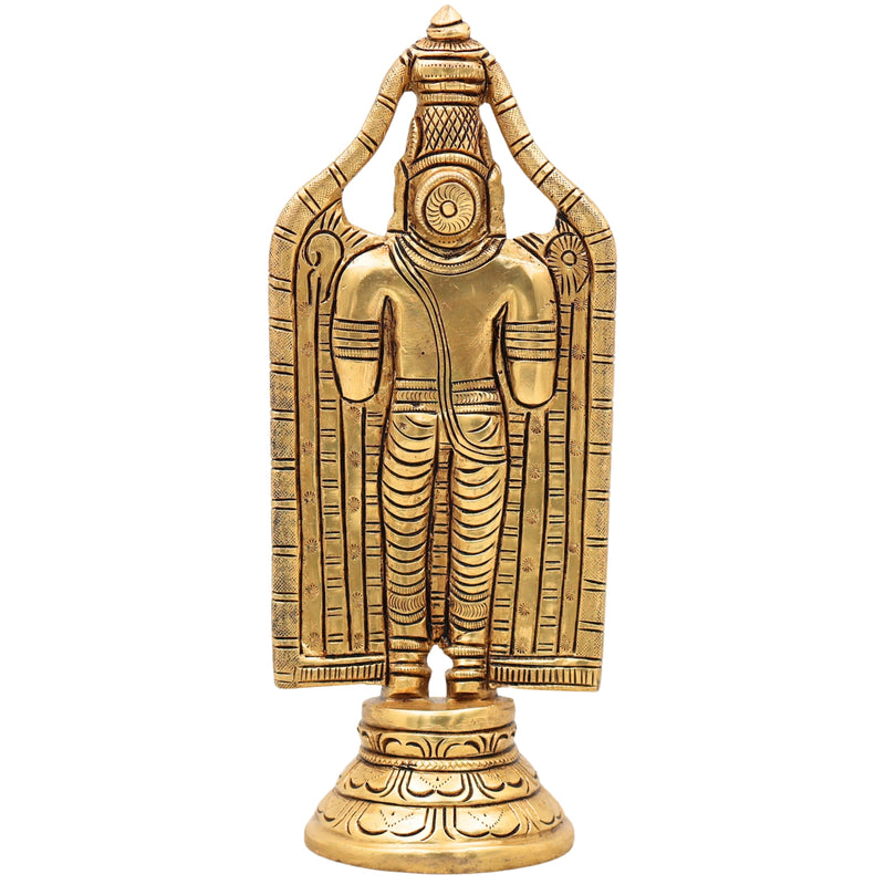 Brass Venkateshwara Idol, Handcrafted Tirupati Balaji Srinivasa Murti for Pooja, Home Temple, Décor & Gifting, Gold, 8.5 Inch, 1 Piece