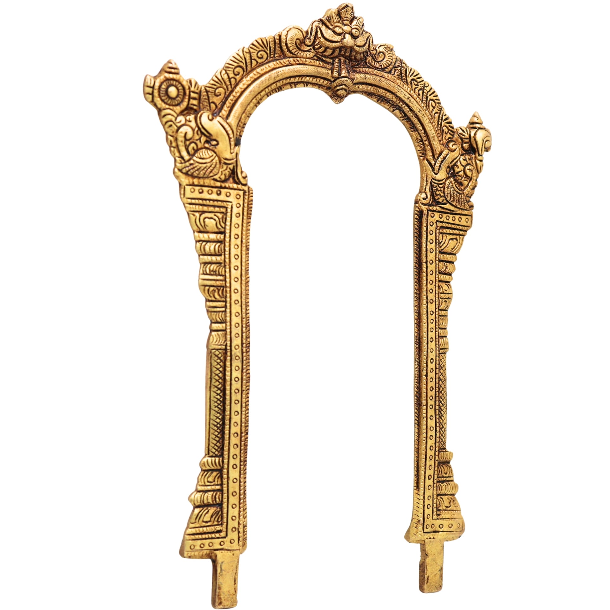 Brass Prabhavali for God Idols, Handcrafted Traditional Chola Temple Arch Halo Frame for Pooja, Mandir & Home Decor, Gold, 12 Inch, 1 Piece