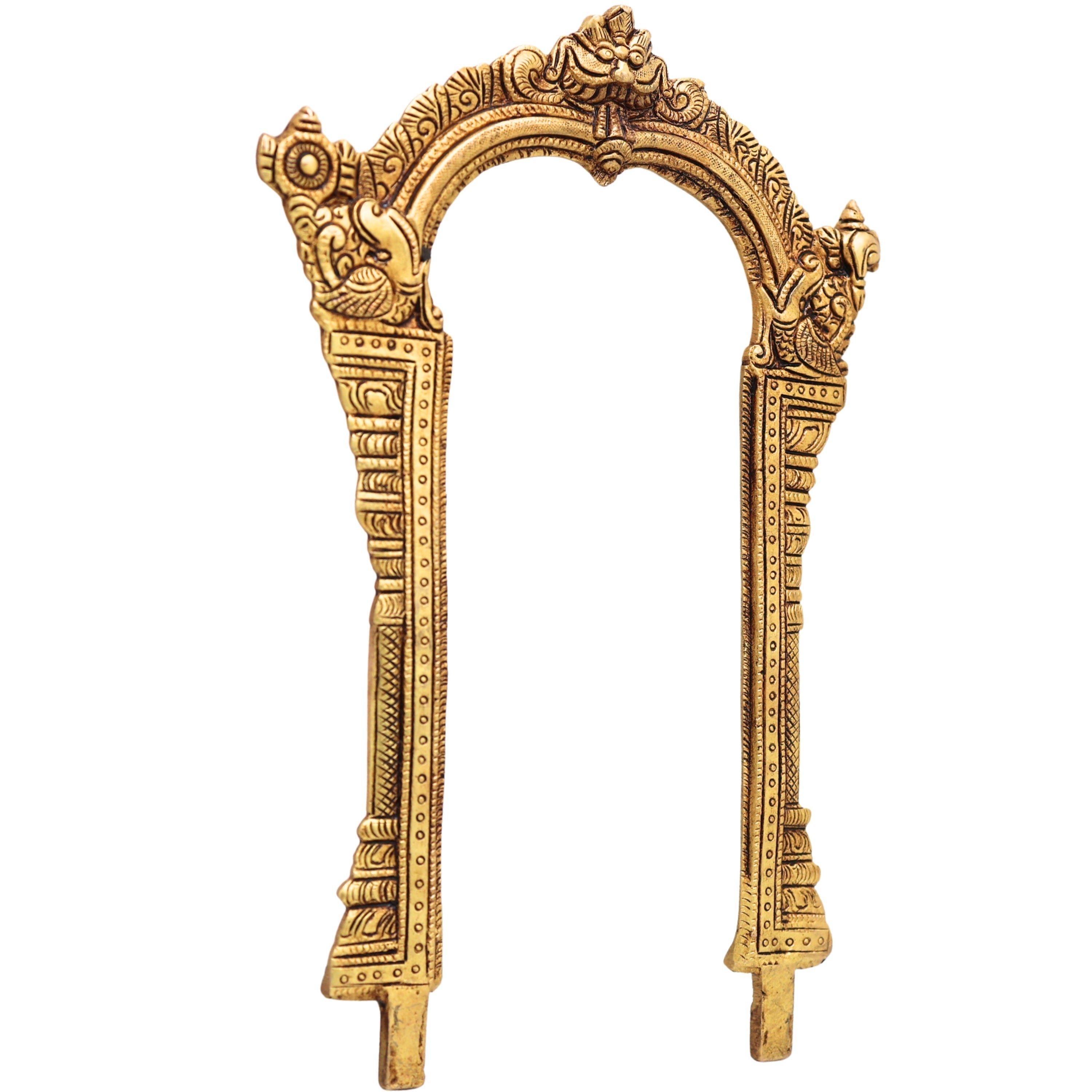 Brass Prabhavali for God Idols, Handcrafted Traditional Chola Temple Arch Halo Frame for Pooja, Mandir & Home Decor, Gold, 12 Inch, 1 Piece