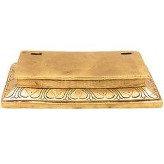 Handcrafted Traditional Brass Chowki, Brass Pooja Peetham for Mandir, Home Temple, Spiritual Decor & Gifting, Gold, 1.5 Inch, 1 Piece