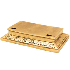 Handcrafted Traditional Brass Chowki, Brass Pooja Peetham for Mandir, Home Temple, Spiritual Decor & Gifting, Gold, 1.5 Inch, 1 Piece