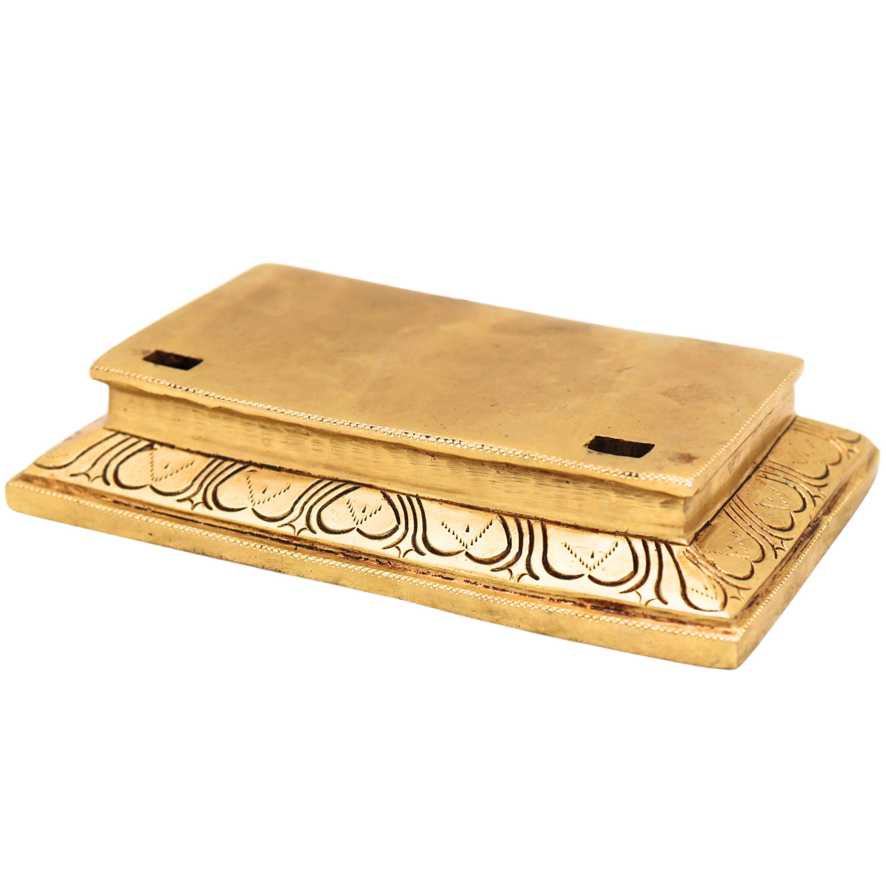 Handcrafted Traditional Brass Chowki, Brass Pooja Peetham for Mandir, Home Temple, Spiritual Decor & Gifting, Gold, 1.5 Inch, 1 Piece