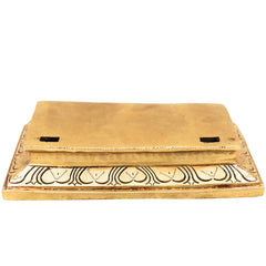 Handcrafted Traditional Brass Chowki, Brass Pooja Peetham for Mandir, Home Temple, Spiritual Decor & Gifting, Gold, 1.5 Inch, 1 Piece