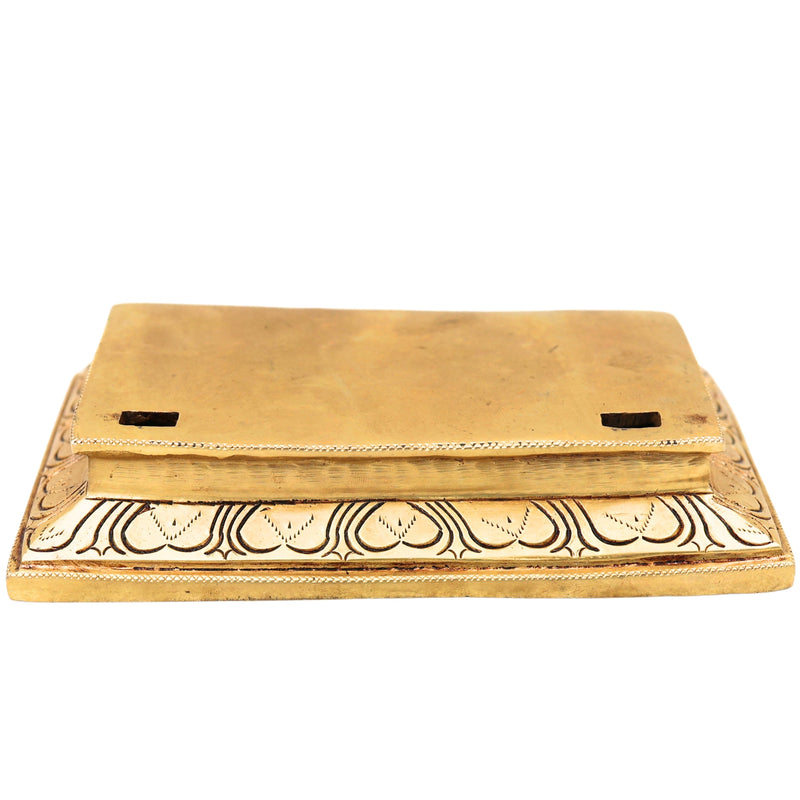 Handcrafted Traditional Brass Chowki, Brass Pooja Peetham for Mandir, Home Temple, Spiritual Decor & Gifting, Gold, 1.5 Inch, 1 Piece