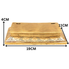 Handcrafted Traditional Brass Chowki, Brass Pooja Peetham for Mandir, Home Temple, Spiritual Decor & Gifting, Gold, 1.5 Inch, 1 Piece