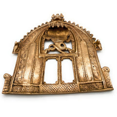 Bhunes Handmade Brass Prabhavali Frame Arch – Traditional Prabhawali Wall Hanging for Temple & Home Decor | Prabhaval Backplate for Deity Idol with Aura Design, Gold, 9 Inch, 1 Piece