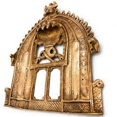 Bhunes Handmade Brass Prabhavali Frame Arch – Traditional Prabhawali Wall Hanging for Temple & Home Decor | Prabhaval Backplate for Deity Idol with Aura Design, Gold, 9 Inch, 1 Piece