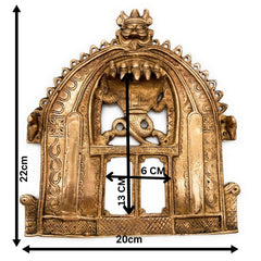 Bhunes Handmade Brass Prabhavali Frame Arch – Traditional Prabhawali Wall Hanging for Temple & Home Decor | Prabhaval Backplate for Deity Idol with Aura Design, Gold, 9 Inch, 1 Piece