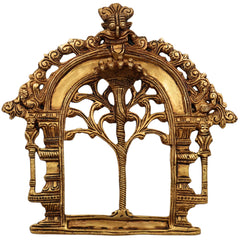Bhunes Brass Prabhavali Arch Frame – Wall Hanging Kirtimukha Prabhawali | Traditional Pooja Temple Decor | Prabhaval for Home & Deity Idol Backdrop, Gold, 8 Inch, 1 Piece