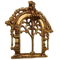 Bhunes Brass Prabhavali Arch Frame – Wall Hanging Kirtimukha Prabhawali | Traditional Pooja Temple Decor | Prabhaval for Home & Deity Idol Backdrop, Gold, 8 Inch, 1 Piece
