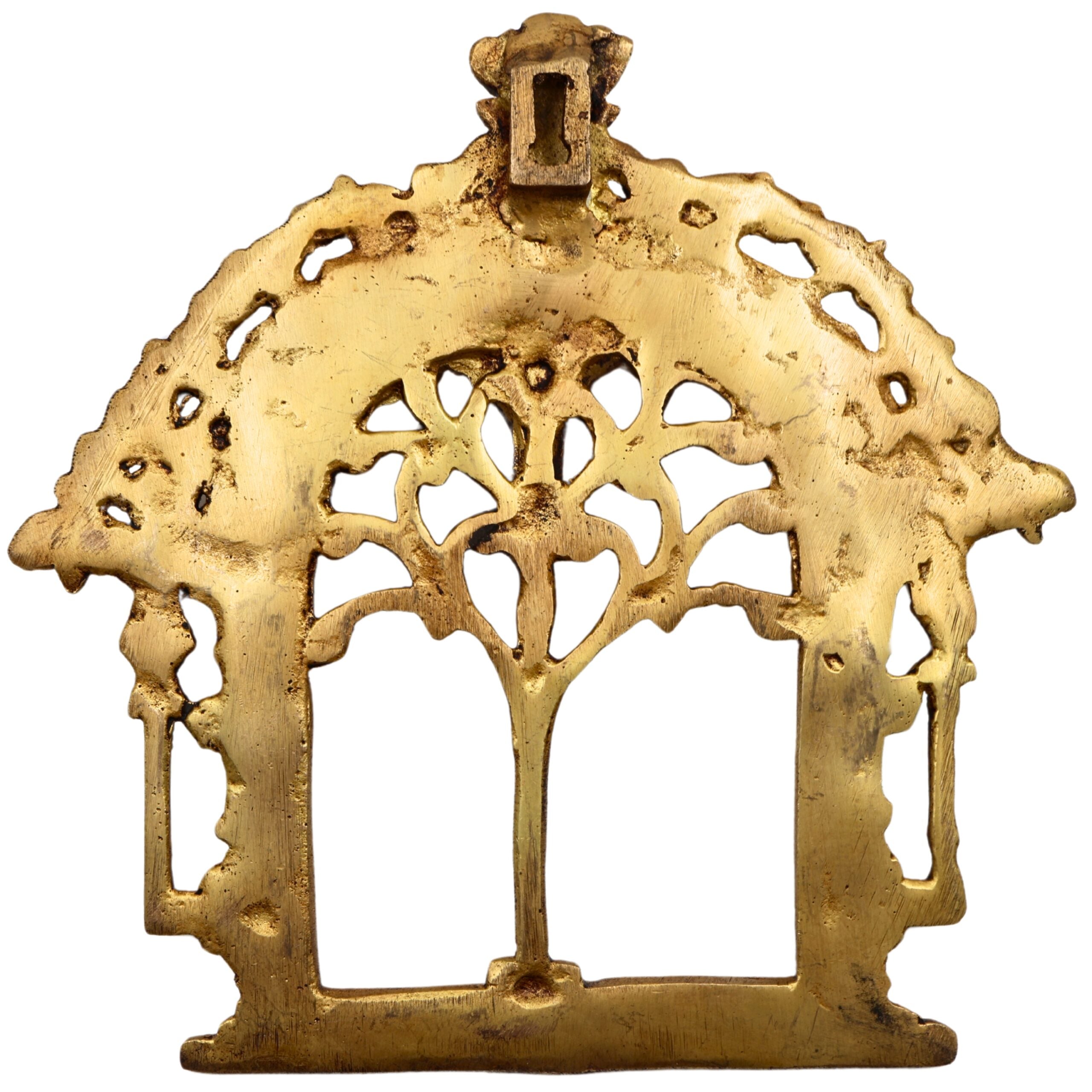 Bhunes Brass Prabhavali Arch Frame – Wall Hanging Kirtimukha Prabhawali | Traditional Pooja Temple Decor | Prabhaval for Home & Deity Idol Backdrop, Gold, 8 Inch, 1 Piece