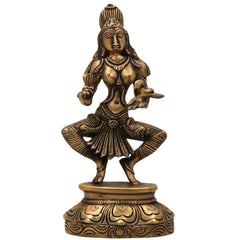 Brass Meenakshi Amman Idol, Madurai Meenakshi Devi Murti, Handcrafted Peetal Minakshi Statue for Pooja, Temple & Home Decor, Gold, 9.5 Inch, 1 Piece