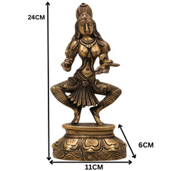 Brass Meenakshi Amman Idol, Madurai Meenakshi Devi Murti, Handcrafted Peetal Minakshi Statue for Pooja, Temple & Home Decor, Gold, 9.5 Inch, 1 Piece