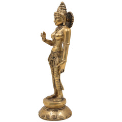 Brass Parvati Idol Gauri Uma Adi Shakti Mahadevi Vigraha for Home Pooja Temple Decor, Gold, 11 Inch, 1 Piece