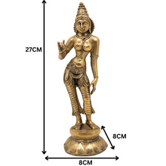 Brass Parvati Idol Gauri Uma Adi Shakti Mahadevi Vigraha for Home Pooja Temple Decor, Gold, 11 Inch, 1 Piece