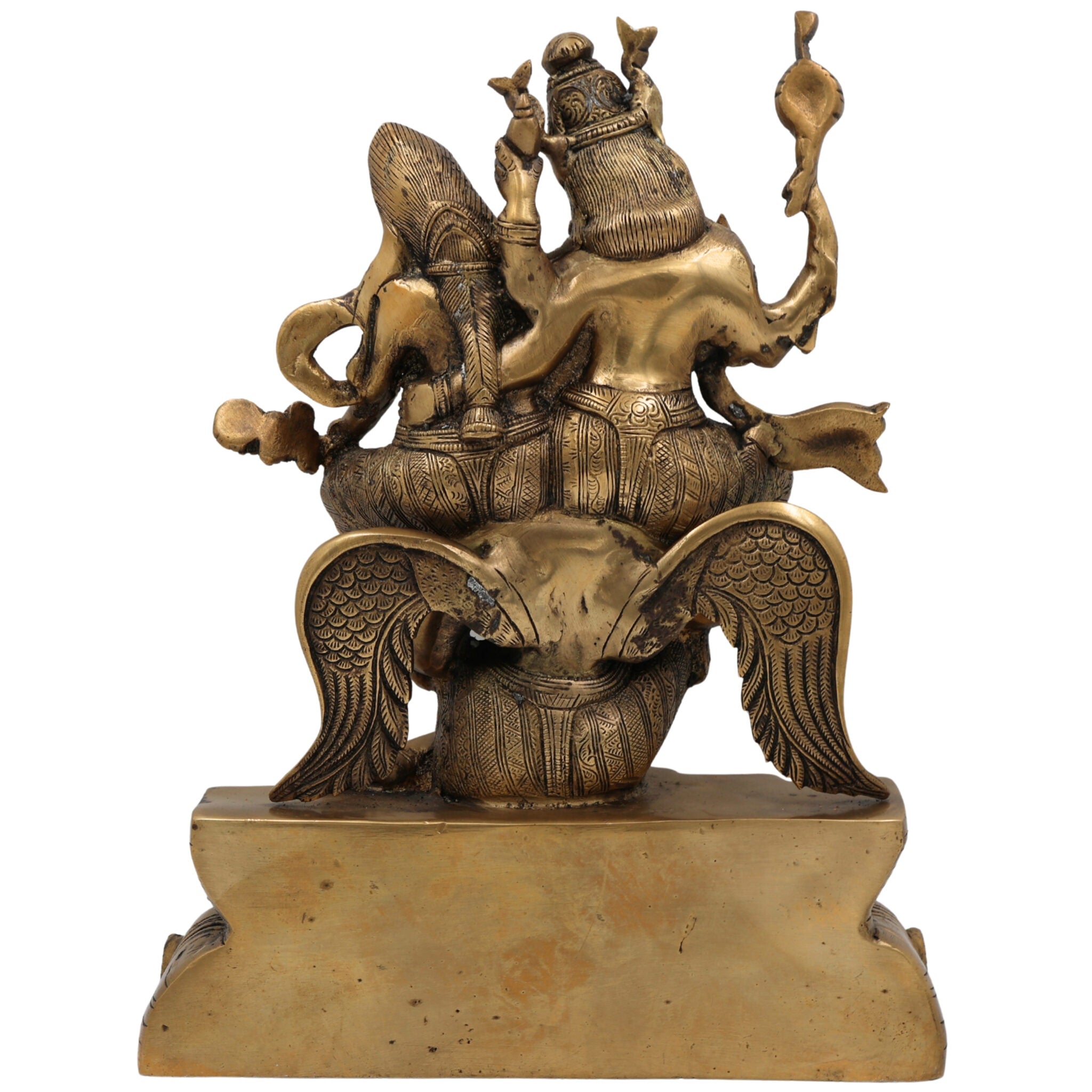 Brass Vishnu Lakshmi on Garuda Idol | Narayana Lakshmi Garudadhvaja Murti | Vaikunthanatha Vishnu Lakshmi Statue for Temple & Home Decor,Gold, 12 Inch, 1 Piece
