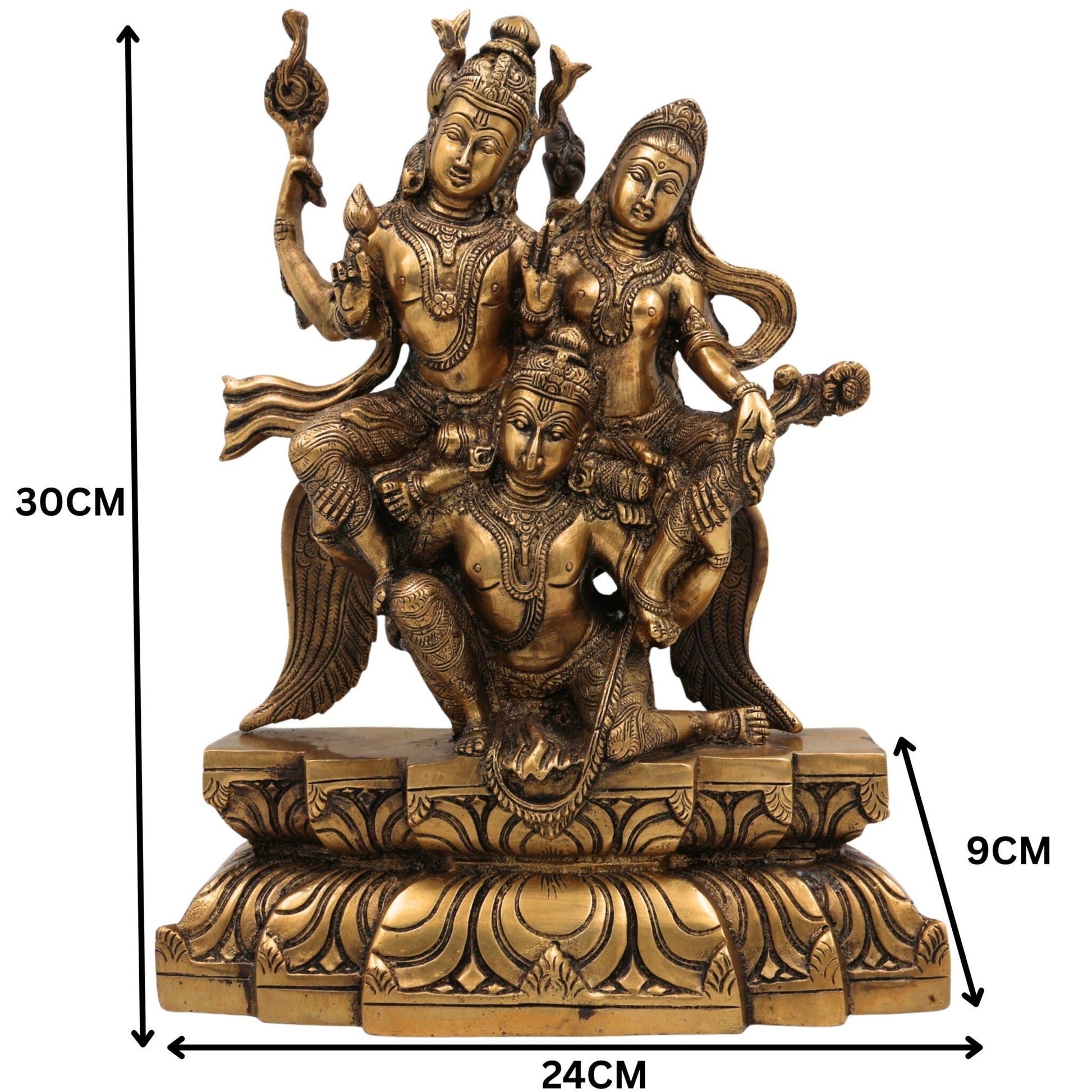 Brass Vishnu Lakshmi on Garuda Idol | Narayana Lakshmi Garudadhvaja Murti | Vaikunthanatha Vishnu Lakshmi Statue for Temple & Home Decor,Gold, 12 Inch, 1 Piece