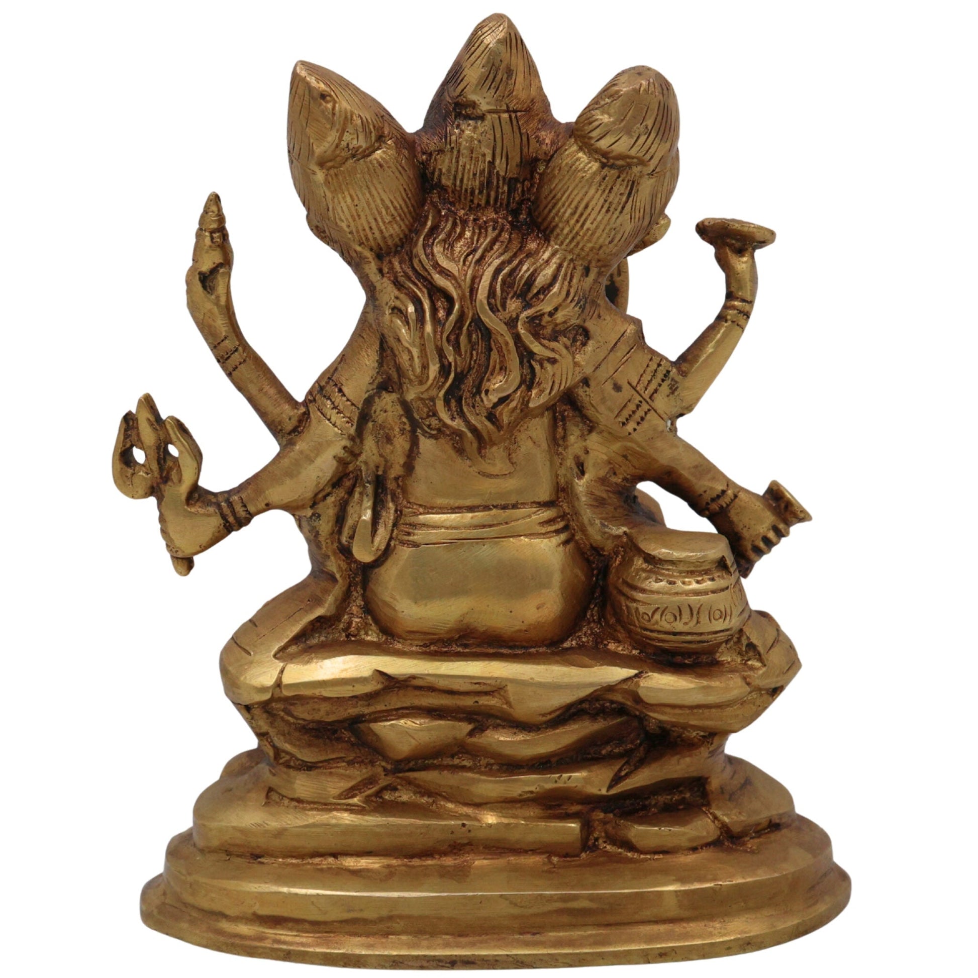 Brass Dattatreya Idol, Pital Trimurti Datta Murti, Handcrafted Datta Bhagwan Statue for Pooja, Home Decor & Gifts, Gold, 6 Inch, 1 Piece