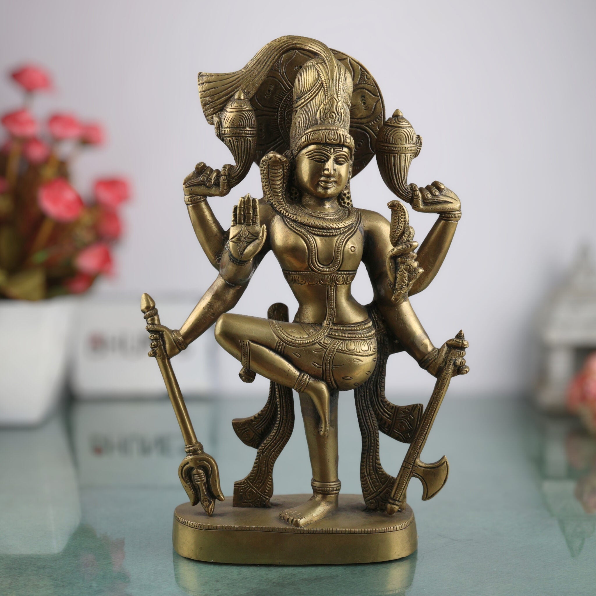 Brass Shiva Statues |Lord Shiv Idol | Shankar Idol | Shiva Brass|Lord Shiva Idols|Shankar Murti For Gift| Shiva Brass Statue| Home Decor | Showpiece, Gold, 12.5 Inch, 1 Piece