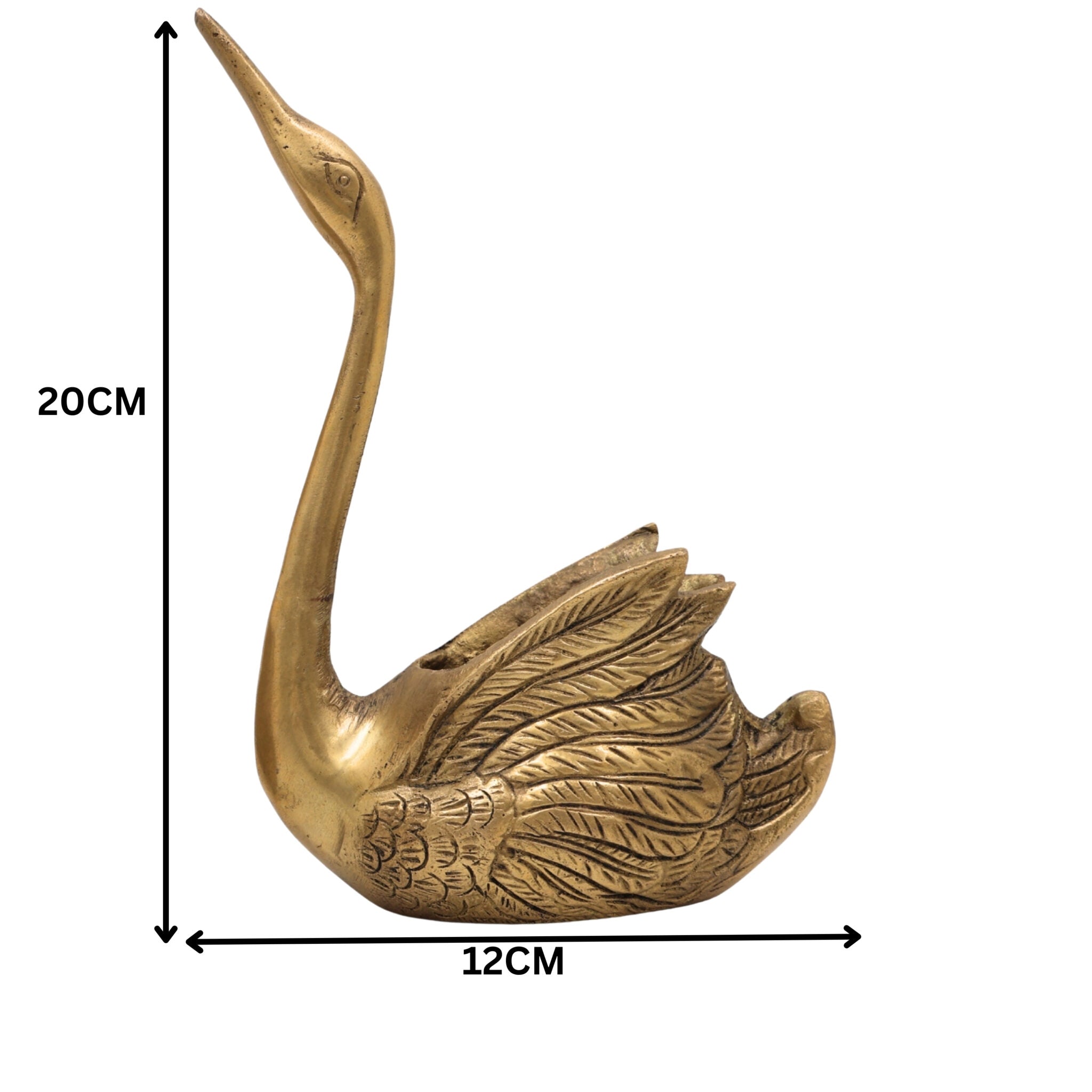 Brass Swan & Duck Card Holder, Peetal Pen Stand, Decorative Brass Desk Organizer, Handcrafted Pittal Idol, Traditional Indian Brass Sculpture, Gold, 8 Inch, 1 Piece