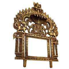 Bhunes Brass Prabhavali with Sheshnag, Traditional Arch Frame Wall Hanging for Temple, Pooja Mandir, God Idol Backdrop, Prabhawal Decor for Home, Gold, 11.5 Inch, 1 Piece