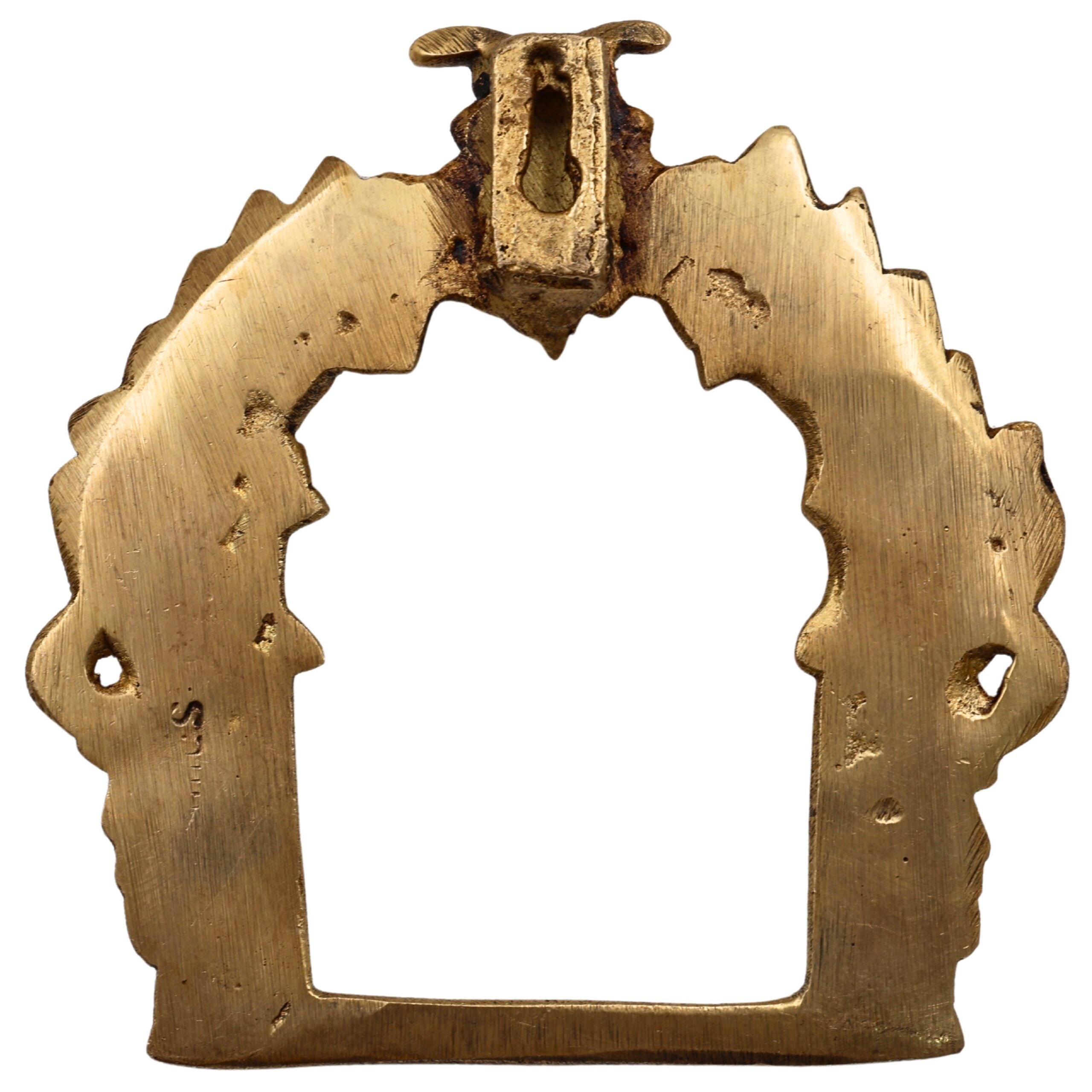 Small Brass Prabhavali Arch Frame for Deity | Temple Wall Hanging Prabhawali Prabhaval Decor | Handcrafted Prabhavali for Pooja Mandir Backdrop, Gold, 5 Inch, 1 Piece
