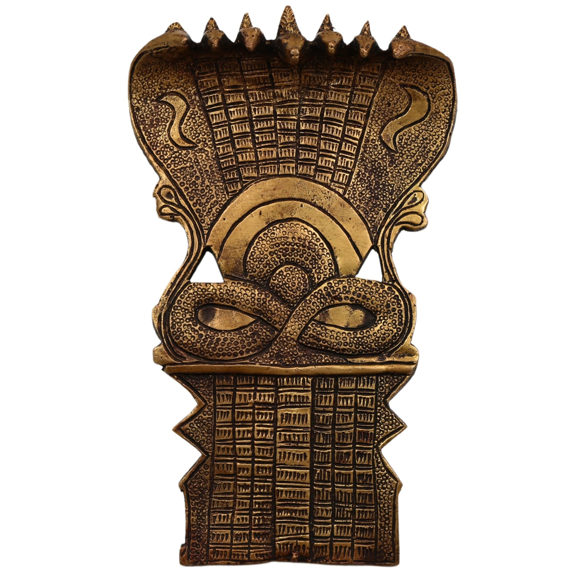 Brass Sheshnag Shaped Prabhavali Arch Wall Hanging, Snake Prabhawali for Temple, Home Decor, and Deity Backdrop | Brass Prabhaval for Pooja Mandir, Gold, 10.5 Inch, 1 Piece