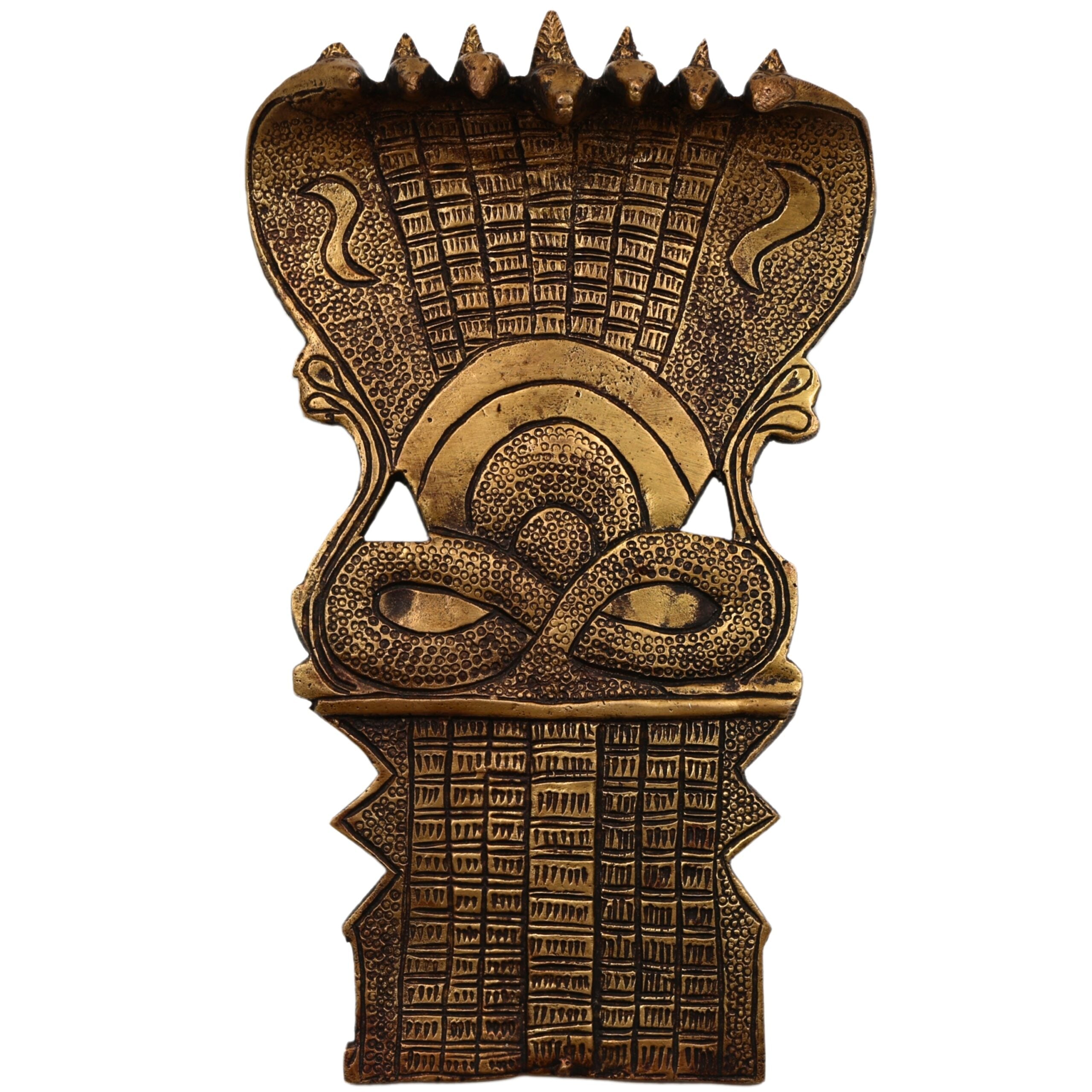 Brass Sheshnag Shaped Prabhavali Arch Wall Hanging, Snake Prabhawali for Temple, Home Decor, and Deity Backdrop | Brass Prabhaval for Pooja Mandir, Gold, 10.5 Inch, 1 Piece