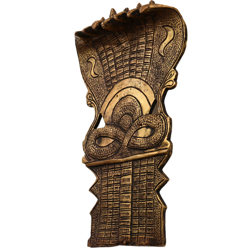 Brass Sheshnag Shaped Prabhavali Arch Wall Hanging, Snake Prabhawali for Temple, Home Decor, and Deity Backdrop | Brass Prabhaval for Pooja Mandir, Gold, 10.5 Inch, 1 Piece