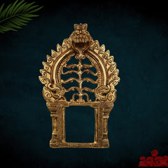 Bhunes Brass Arch Prabhavali Frame Wall Hanging – Prabhawali Prabhaval for Deity | Temple Home Decor Backplate for God Idol | Traditional Pooja Aura Arch, Gold, 8 Inch, 1 Piece