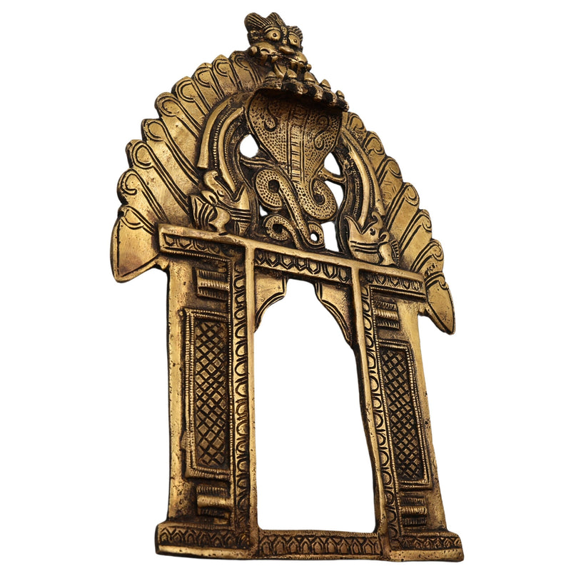 Bhunes Brass Prabhavali with Sheshnag Frame – Traditional Temple Arch Wall Hanging for Deity | Prabhawal Prabhawali Prabhaval for Mandir & Home Decor, Gold, 11.5 Inch, 1 Piece