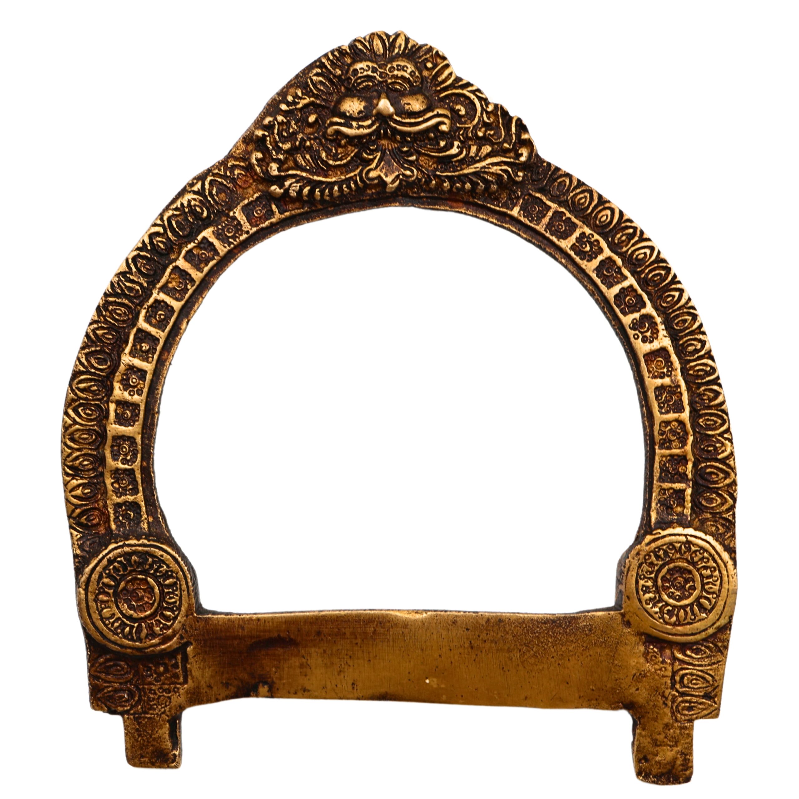 Bhunes Small Brass Prabhavali Arch Frame – Wall Hanging Prabhawali for Temple, Home Decor & Deity Backdrop | Traditional Prabhaval for Pooja Mandir, Gold, 5.5 Inch, 1 Piece