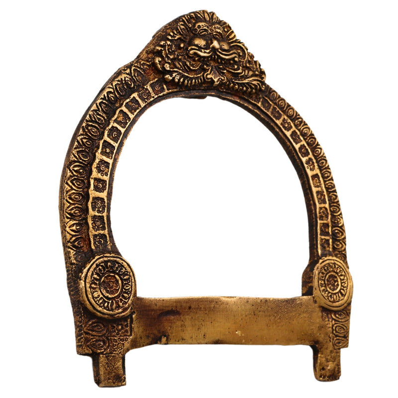 Bhunes Small Brass Prabhavali Arch Frame – Wall Hanging Prabhawali for Temple, Home Decor & Deity Backdrop | Traditional Prabhaval for Pooja Mandir, Gold, 5.5 Inch, 1 Piece