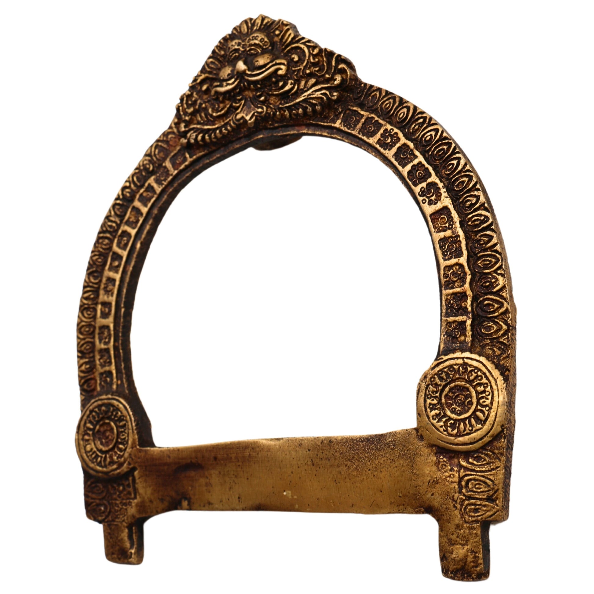 Bhunes Small Brass Prabhavali Arch Frame – Wall Hanging Prabhawali for Temple, Home Decor & Deity Backdrop | Traditional Prabhaval for Pooja Mandir, Gold, 5.5 Inch, 1 Piece