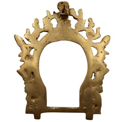 Bhunes Brass Handmade Prabhavali Frame With multiple deities Arch Wall Hanging Prabhawal For Temple Home Decor Prabhawali For Diety Prabhaval, Gold, 8.5 Inch, 1 Piece