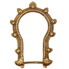 Bhunes Brass Traditional Prabhavali Arch Frame – Wall Hanging Prabhawali for Home Temple & Deity Backdrop | Prabhaval Decor for Pooja Room, Gold, 10.5 Inch, 1 Piece