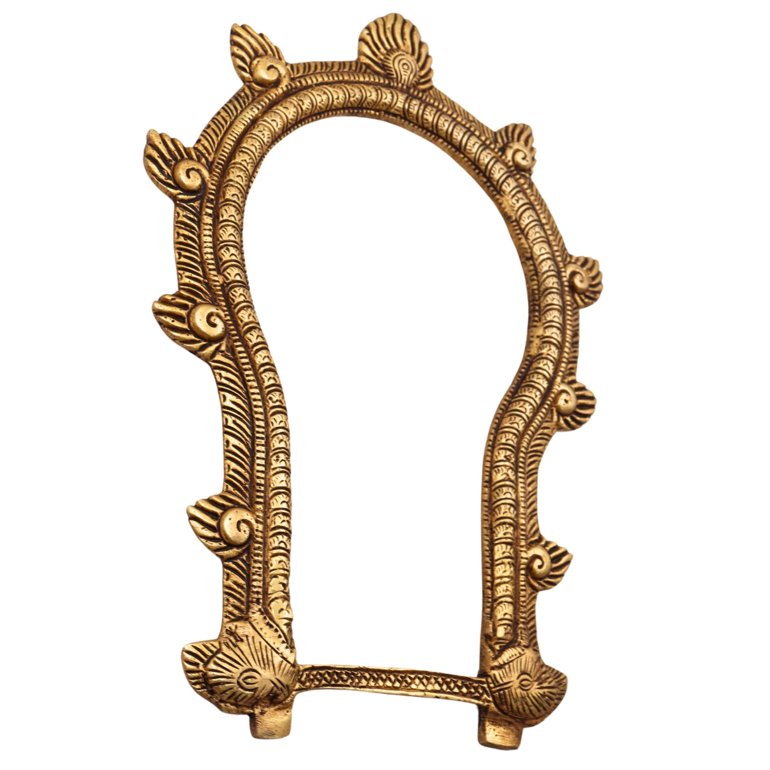 Bhunes Brass Traditional Prabhavali Arch Frame – Wall Hanging Prabhawali for Home Temple & Deity Backdrop | Prabhaval Decor for Pooja Room, Gold, 10.5 Inch, 1 Piece