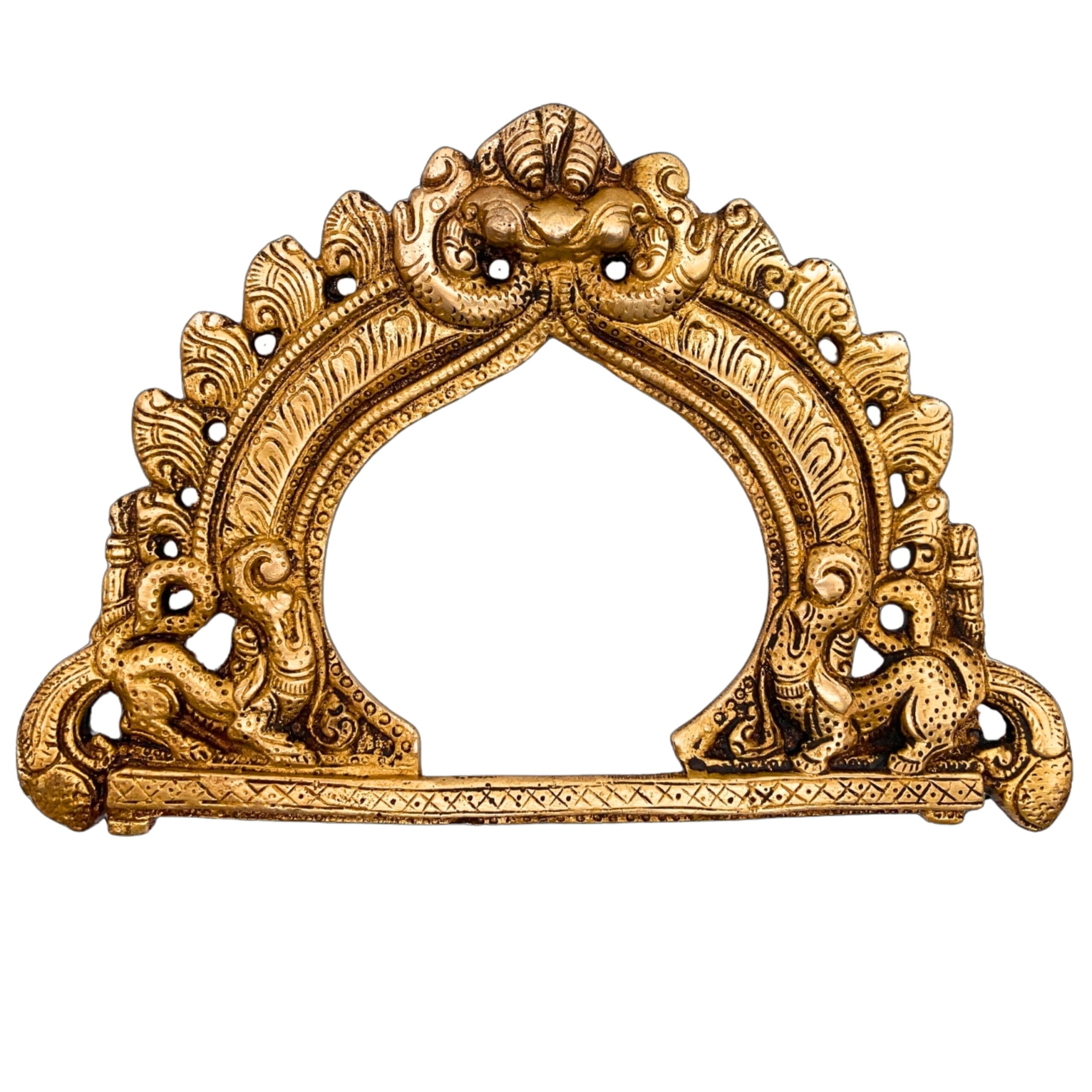 Bhunes Brass Prabhavali Arch Wall Hanging – Prabhawali Frame for Temple, Home Decor & Deity | Traditional Prabhaval with Aura Backplate for Mandir & Pooja Room, Gold, 6 Inch, 1 Piece