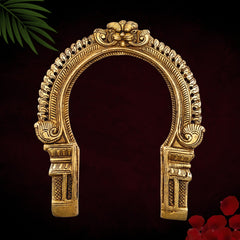 Brass Prabhavali Frame, Traditional Prabhawali Arch Wall Hanging for Temple, Mandir & Home Decor, Kirtimukha For Diety Prabhaval,Gold, 9 Inch, 1 Piece